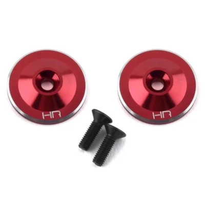 Hot Racing Aluminum Large Wing Buttons (Red) (2pcs)