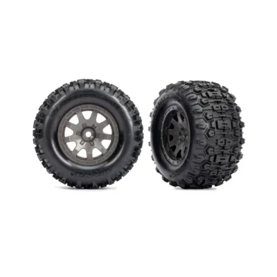 Traxxas Mini Maxx Front Wheels w/ Sledgehammer Tires (Gray) (2pcs)