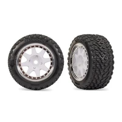 Traxxas Mini Rally Front Wheels With Rally Tires (White/Chrome) (2pcs)