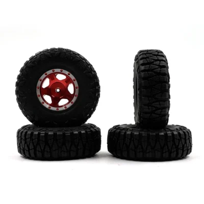 Yeah Racing Aluminum CNC 5 Spoke Beadlock Wheel Set for Axial SCX24 Element Enduro24 (WL-0165RD)