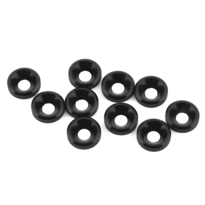 1up Racing 3mm Countersunk Washers (Black) (10)