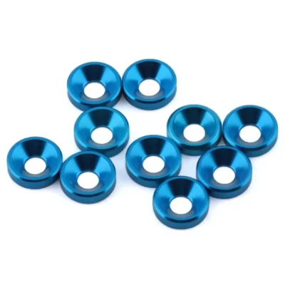 1UP Racing 3mm Countersunk Washers (Blue) (10pcs)
