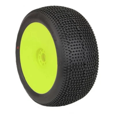 AKA Evo Impact 1/8 Pre-Mounted Truggy Tires (Yellow) (Soft Long Wear) (2pcs)