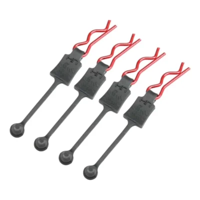 Hot Racing 1/8 Bent Body Clips w/ Retainer (Red) (4pcs)