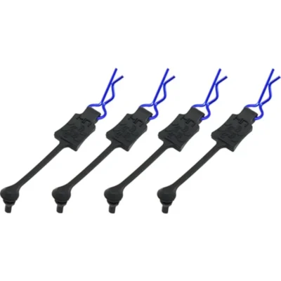 Hot Racing 1/10 Bent Body Clips w/ Retainer (Blue) (4pcs)