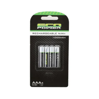 EcoPower High Power Rechargeable AAA NiMH Batteries (4) (1.2V/1000mAh) (Mini-Z)