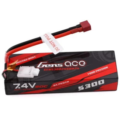 Gens Ace 2s LiPo Battery 60C (7.4V/5300mAh) w/ T-Style Connector (GEA53002S60D24)