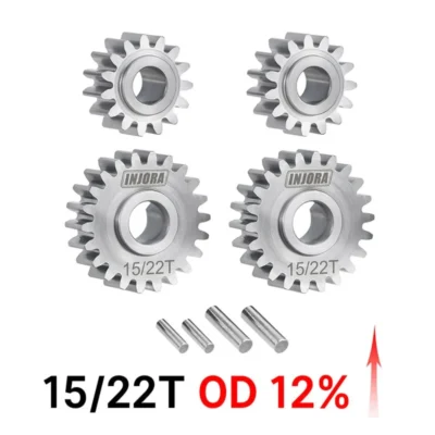 Injora Stainless Steel Portal Gears Set For 1/18 Redcat Ascent-18 (Option: 15/22t Gears (Overdrive 12%))