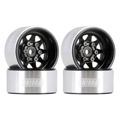 Injora 1.0" Negative Offset 3.78mm Deep Dish Stamped Steel Wheel Rims For 1/24 Rc Crawlers (4) (W1004) (Option: Black)