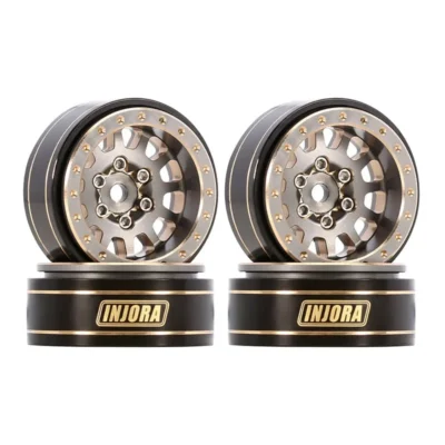 Injora 1.0 Plus (1.1") 12-Spoke Brass Beadlock Wheels (4pcs) (Gray)