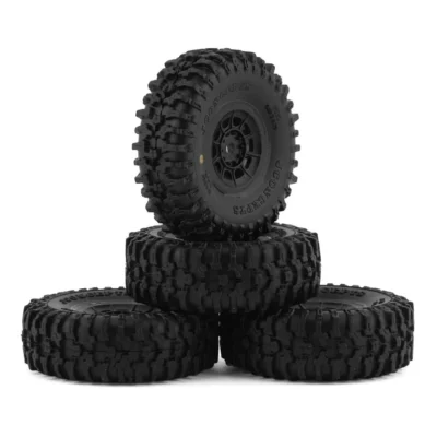 JConcepts Tusk 1.0" Pre-Mounted Tires w/Hazard Wheel (Black) (4) (Gold) w/7mm Hex