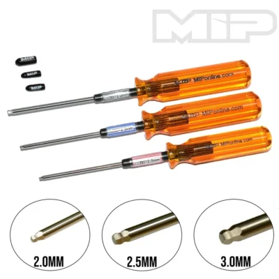 MIP Hex Driver Ball Wrench Set, Metric (3) (2.0mm, 2.5mm, & 3.0mm) (#9506)