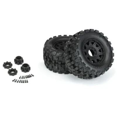 Proline Badlands MX38 Belted 3.8" Mounted MT Tires w/ 17mm Removeable Hex Raid Wheels