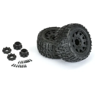 Pro-Line Trencher Low Profile 3.8″ Mounted Tires w/ Raid 8x32 Wheels (Black) (2pcs)