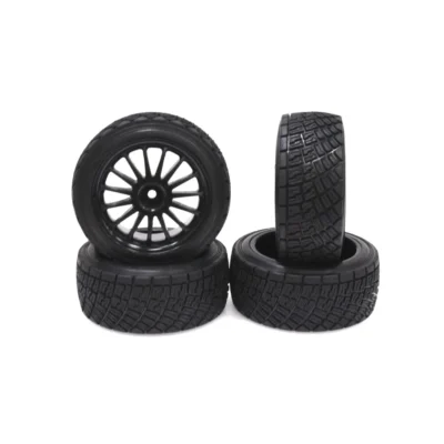 Racer's Edge HPI WR8 Rally Off-Road Tires w/ Flower Line Black Wheels (4pcs)