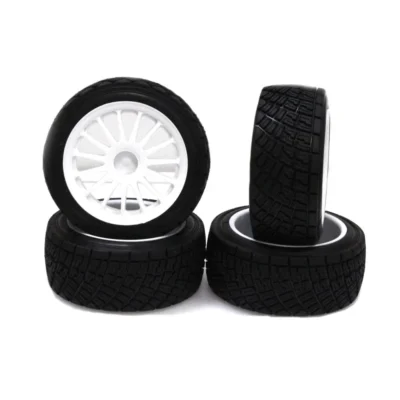 Racer's Edge HPI WR8 Rally Off-Road Tires w/ Flower Line White Wheels (4pcs)