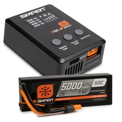 Spektrum RC Smart 2S Powerstage Surface Bundle (5000mAh 2S 50C LiPo Battery (IC3) / 100W S100 Charger)
