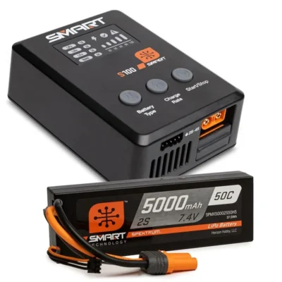 Spektrum RC Smart Powerstage Surface Bundle (5000mAh 2S 50C LiPo Battery (IC5) / 100W S100 Charger)