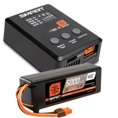 Spektrum RC Smart 3S Powerstage Surface Bundle (5000mAh 3S 50C LiPo Battery (IC3) / 100W S100 Charger)