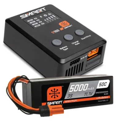 Spektrum RC Smart 3S Powerstage Surface Bundle (5000mAh 3S 50C LiPo Battery (IC5) / 100W S100 Charger)