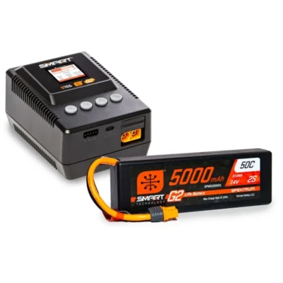 Spektrum RC Smart G2 PowerStage 2S Bundle w/ 2S Smart LiPo Battery (IC3) (5000mAh/50C) & S155 Charger