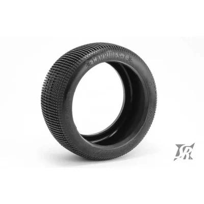 Sweep Racing Carbides-T Soft Compound Silver Dot 1/8th Truggy Tire Set Pre-Glued Yellow Dish Wheels 4pcs