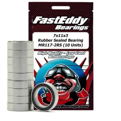 FastEddy 7x11x3mm Rubber Sealed Bearing MR117-2RS (10pcs)