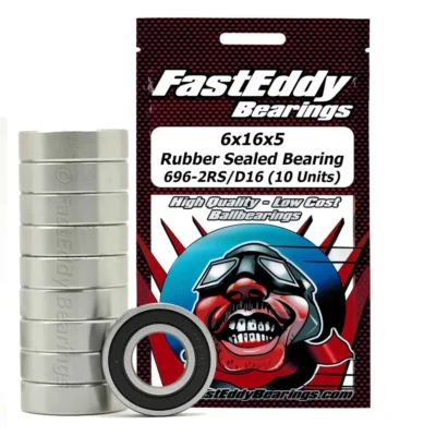 FastEddy 6x16x5 Rubber Sealed Bearing MR696-2RS/D16 (10pcs)