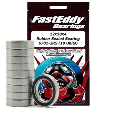 FastEddy 12x18x4 Rubber Sealed Bearing 6701-2RS (10pcs) (TFE270)