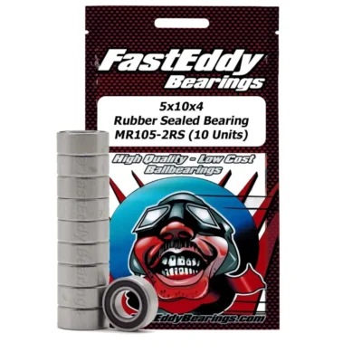 Fasteddy 5x10x4 Rubber Sealed Bearing MR105-2RS (10pcs)