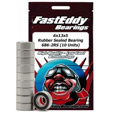 6x13x5 Rubber Sealed Bearing 686-2RS 10 Units