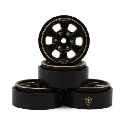 Treal Hobby Type B 1.0" 6-Spoke Brass Beadlock Wheels (Black) (4pcs) (38.7g)