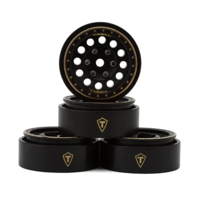 Treal Hobby Type A 1.0" 12-Hole Brass Beadlock Wheels (Black) (4pcs) (40g)