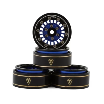 Treal Hobby Type C 1.0" Brass Beadlock Crawler Wheels (Blue) (4pcs) (27.3g)