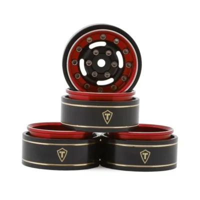 Treal Hobby Type F 1.0" Deep Dish Beadlock Wheels (Red) (4pcs) (27g)