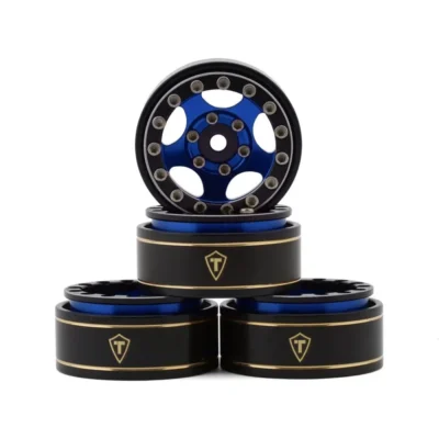 Treal Hobby Type B 1.0" 5-Spoke Beadlock Wheels (Black/Blue) (4pcs)