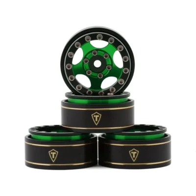 Treal Hobby Type B 1.0" 5-Spoke Beadlock Wheels (Black/Green) (4pcs)