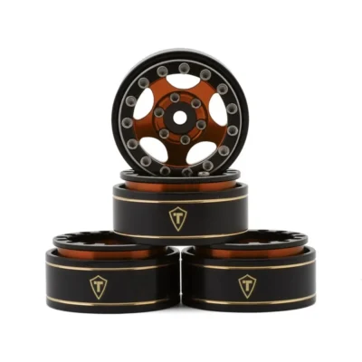 Treal Hobby Type B 1.0" 5-Spoke Beadlock Wheels (Black/Orange) (4pcs)