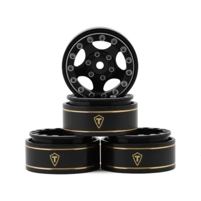 Treal Hobby Classic 5-Star 1.0" Beadlock Wheels (Black/Black) (4pcs)