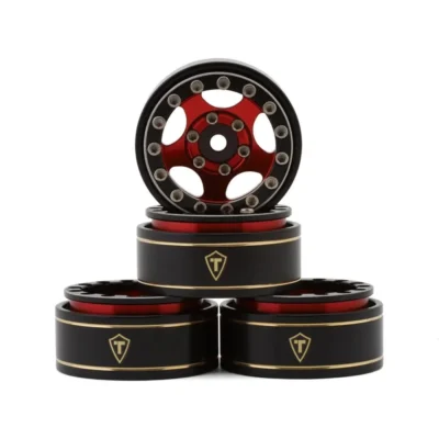 Treal Hobby Type B 1.0" 5-Spoke Beadlock Wheels (Black/Red) (4pcs)