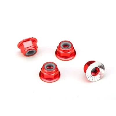 Traxxas Aluminum Flanged 4mm Lock Nuts (Red) (1747A)