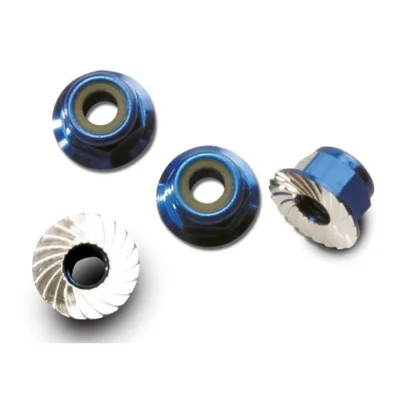 Traxxas Aluminum Flanged 4mm Lock Nuts (Blue) (1747R)