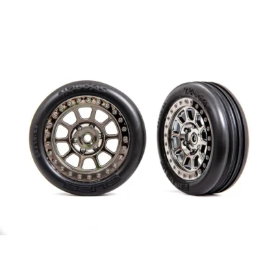 Traxxas Bandit Mounted Alias Ribbed 2.2" Tires w/ Black Chrome Wheels (2471T)