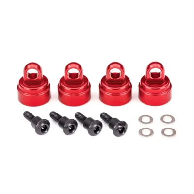 Traxxas Aluminum Ultra Shock Caps (Red) (4) (3767X)
