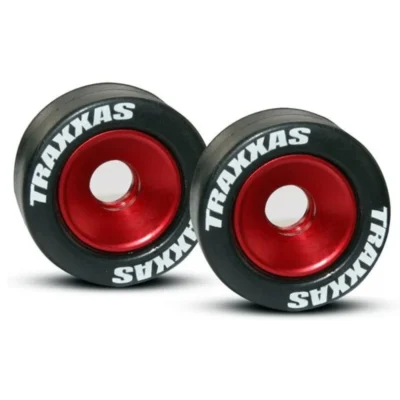 Traxxas Aluminum Wheelie Bar Wheels w/ Rubber Tires (Red Anodized)