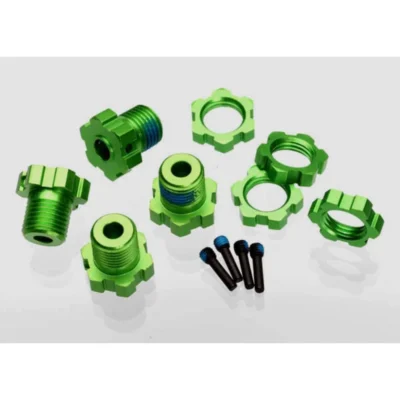 Traxxas 17 Mm Green Aluminum Splined Wheel Hubs & Nuts (4)