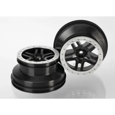 Traxxas Slash Split Spoke SCT Wheels (2WD Front) (Black/Satin Chrome) (5886)