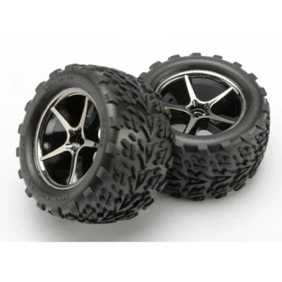 Traxxas 1/16 E-Revo Pre-Mounted Talon Tires w/ Gemini Black Chrome Wheels (7174A)