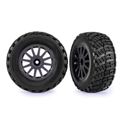 Traxxas Rally Gravel Pattern Premounted Tires w/ 12 Spoke Wheels (Gray) (TSM Rated) (2pcs)