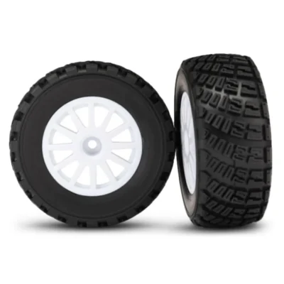 Traxxas Rally Gravel Pattern Premounted Tires w/ 12 Spoke Wheels (S1 Compound) (White) (TSM Rated) (2pcs)